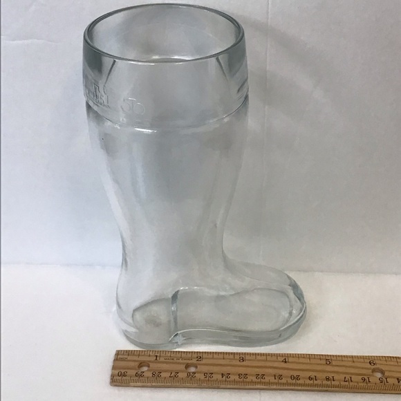 GERMAN Vintage Clear Beer Boot Oktoberfest Drinking Glass - Picture 5 of 7